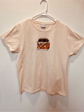 Summer of Love Short  Sleeve Tee with Orange VW Van Hawaii Graphic